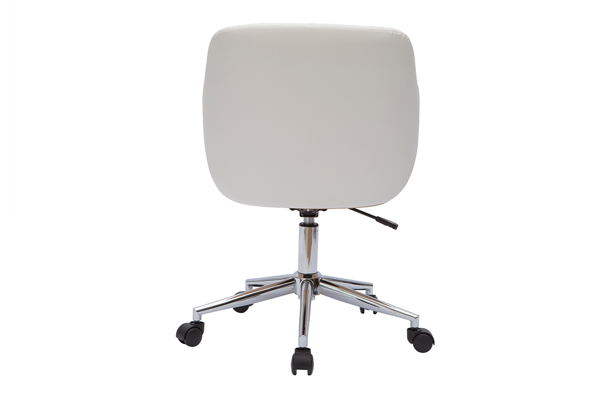 Poltrona da ufficio design bianco e legno chiaro SANDRO