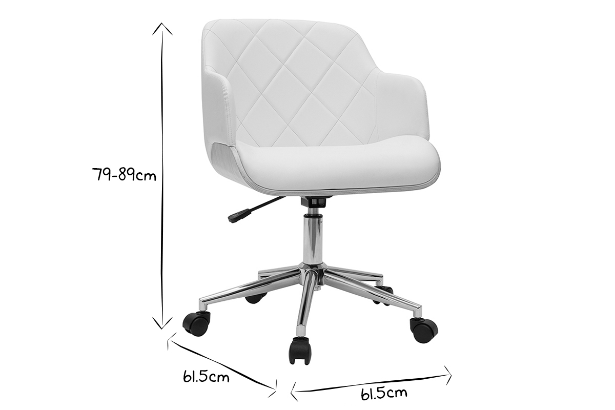 Poltrona da ufficio design bianco e legno chiaro SANDRO