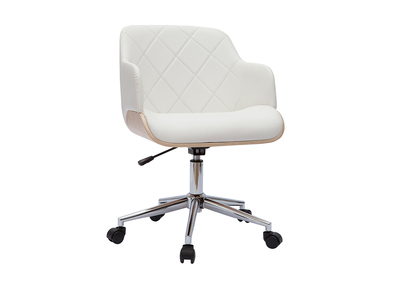 Poltrona da ufficio design bianco e legno chiaro SANDRO