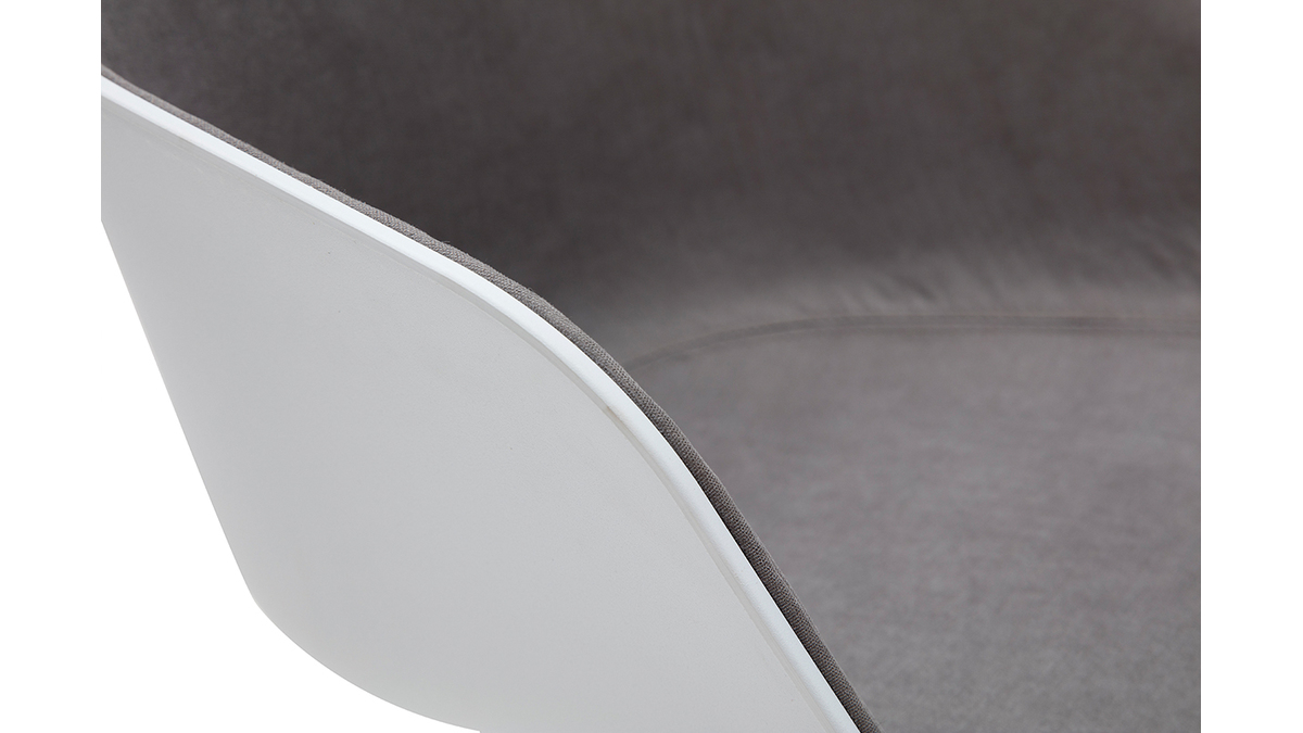 Poltrona da ufficio design bianco e tessuto grigio chiaro SCAFO