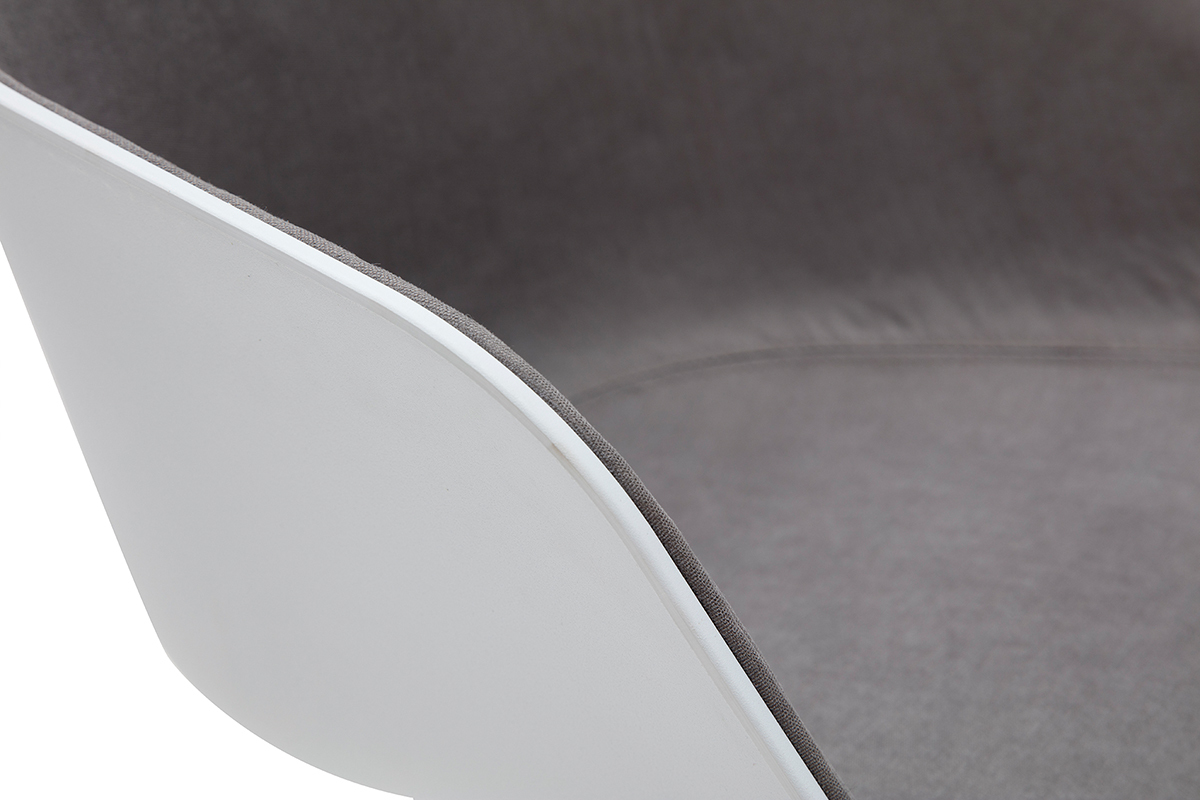 Poltrona da ufficio design bianco e tessuto grigio chiaro SCAFO