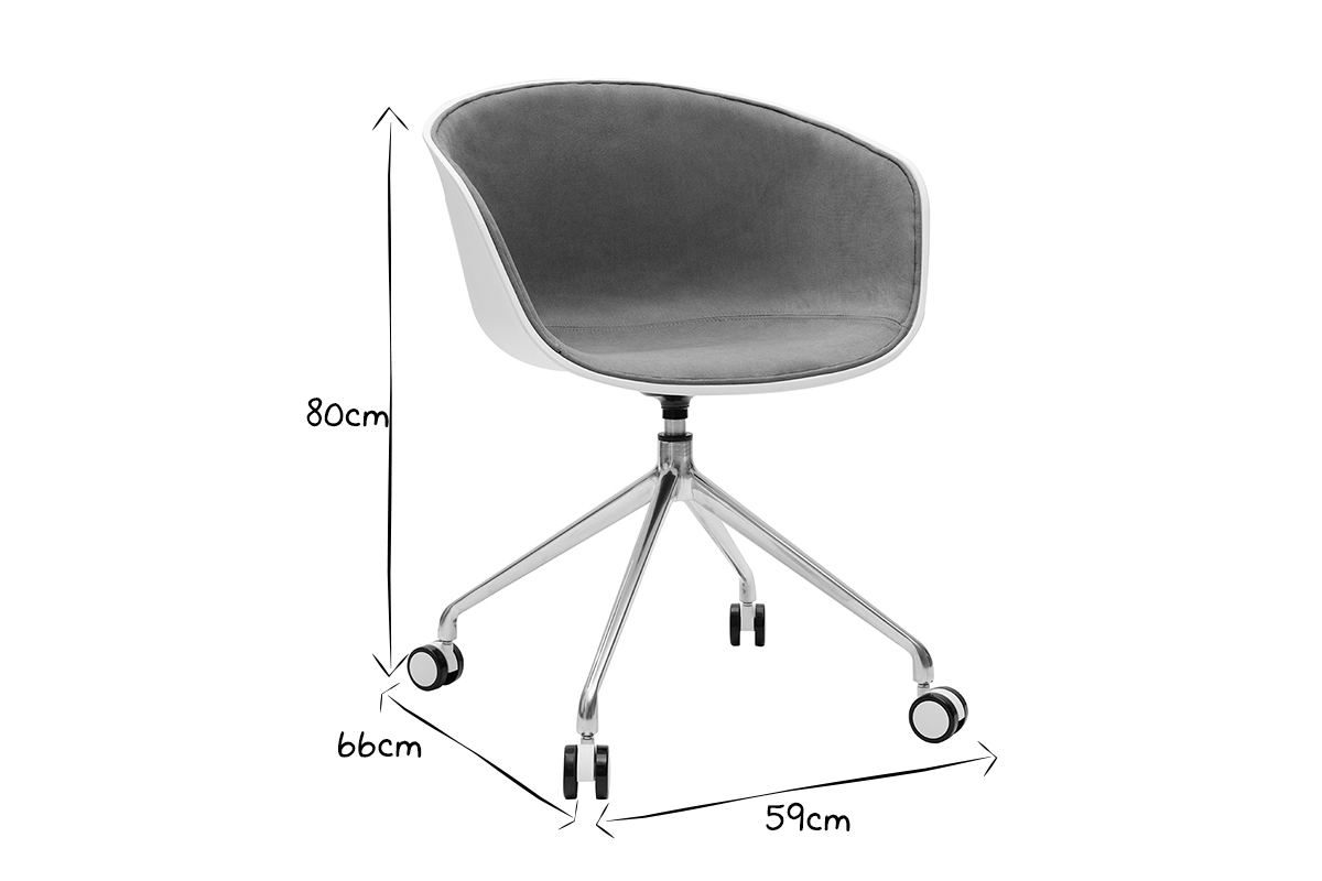 Poltrona da ufficio design bianco e tessuto grigio chiaro SCAFO