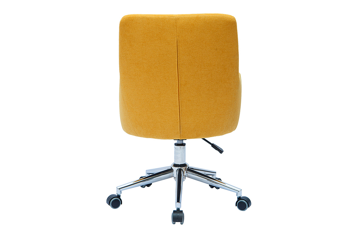 Poltrona da ufficio design effetto velluto giallo senape SHANA