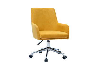 Poltrona da ufficio design effetto velluto giallo senape SHANA