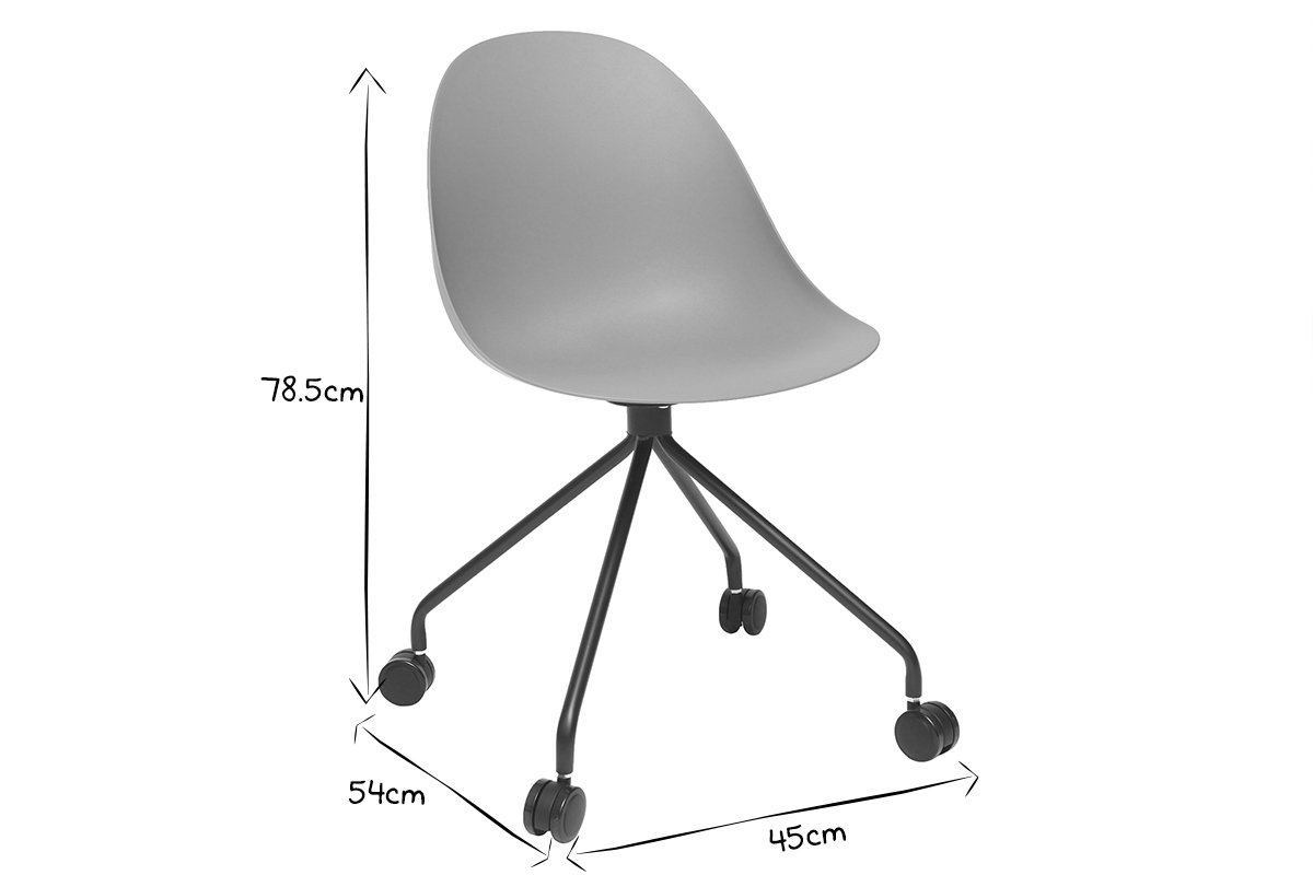 Poltrona da ufficio design grigio e nero CONCHA