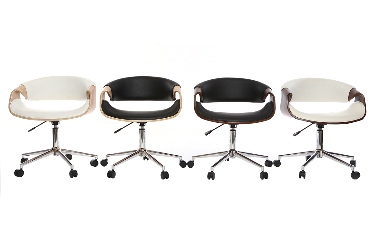 Poltrona da ufficio design in poliuretano Nero / Legno chiaro ARAMIS