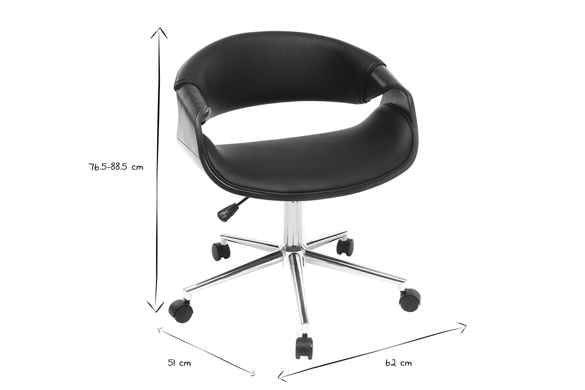 Poltrona da ufficio design in poliuretano Nero/Noce ARAMIS