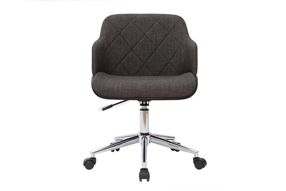 Poltrona da ufficio design in tessuto grigio scuro e legno nero SANDRO