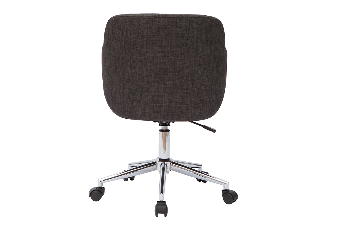 Poltrona da ufficio design in tessuto grigio scuro e legno nero SANDRO