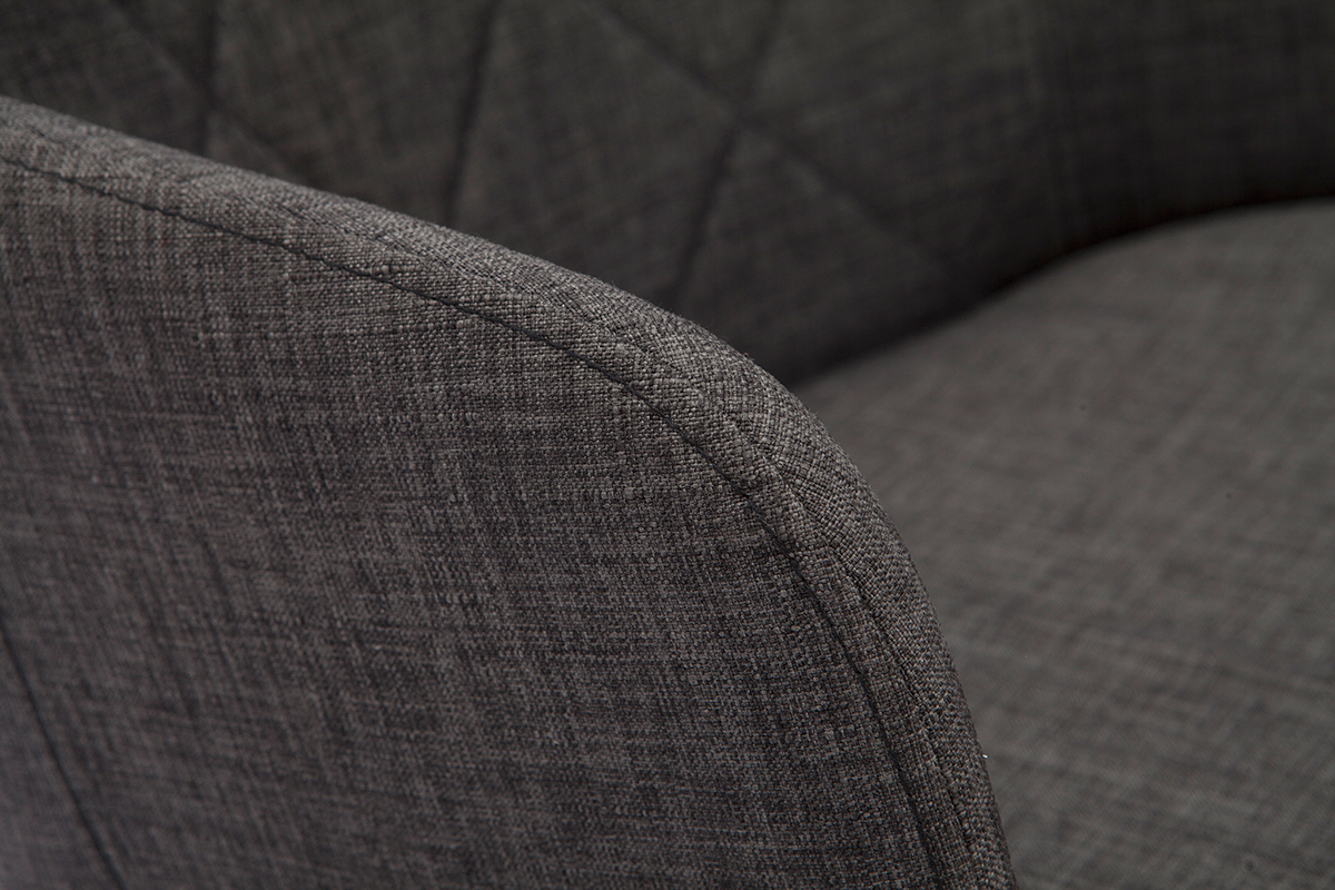 Poltrona da ufficio design in tessuto grigio scuro e legno nero SANDRO