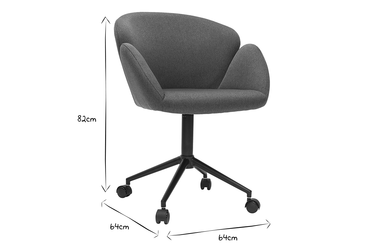 Poltrona da ufficio design in tessuto grigio scuro RHAPSODY