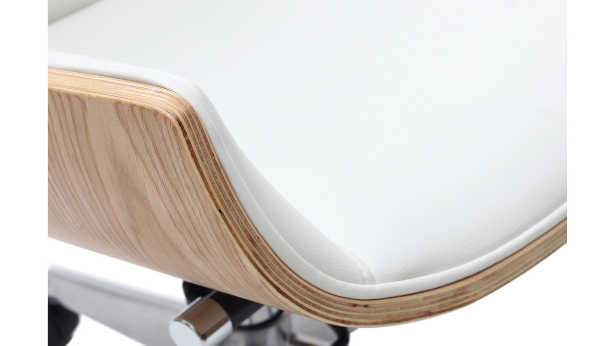 Poltrona da ufficio design legno chiaro e bianco CURVED