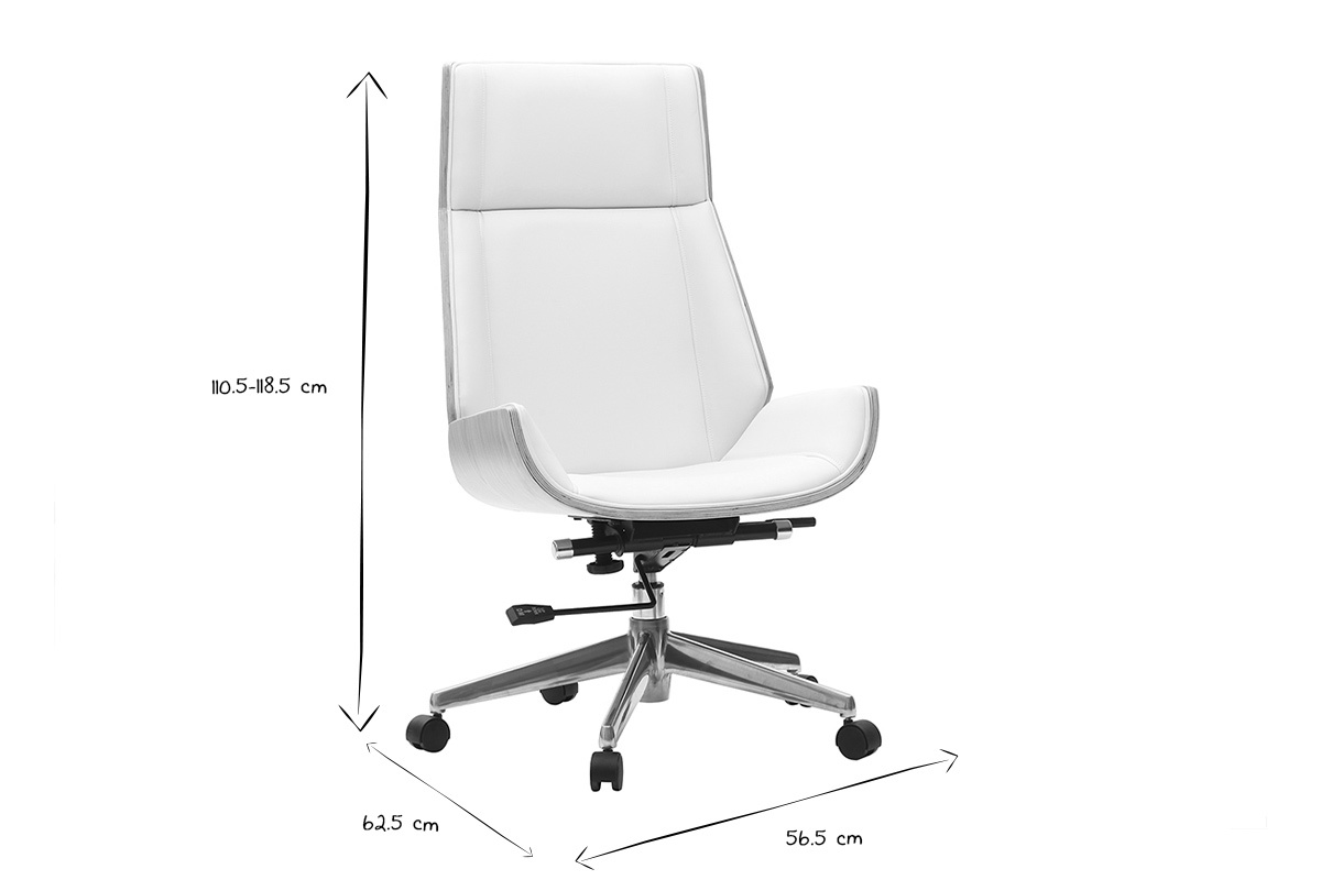 Poltrona da ufficio design legno chiaro e bianco CURVED