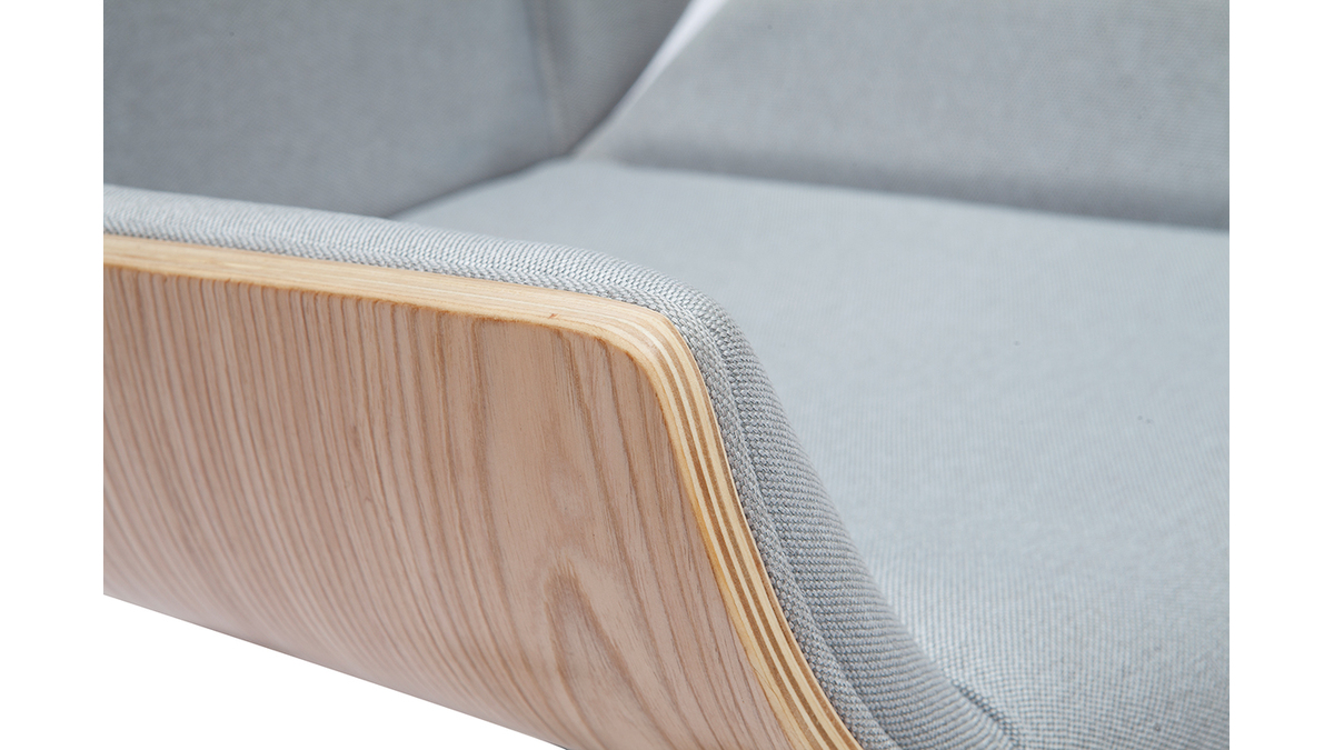 Poltrona da ufficio design legno chiaro e bianco CURVED
