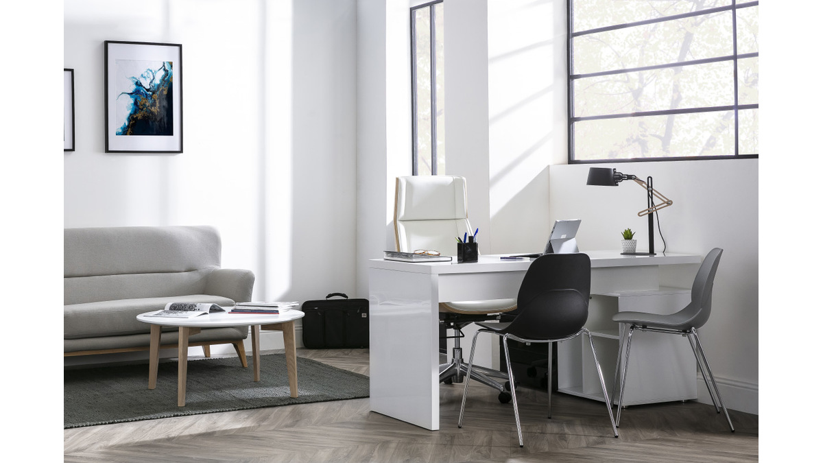 Poltrona da ufficio design legno chiaro e grigio CURVED
