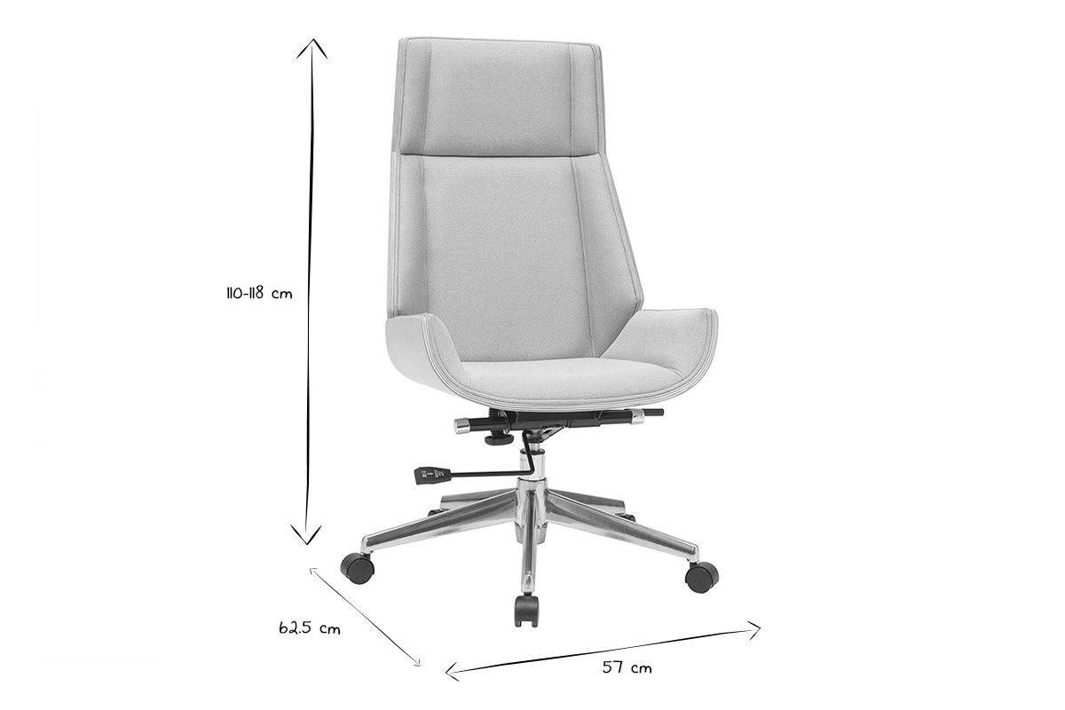 Poltrona da ufficio design legno chiaro e grigio CURVED