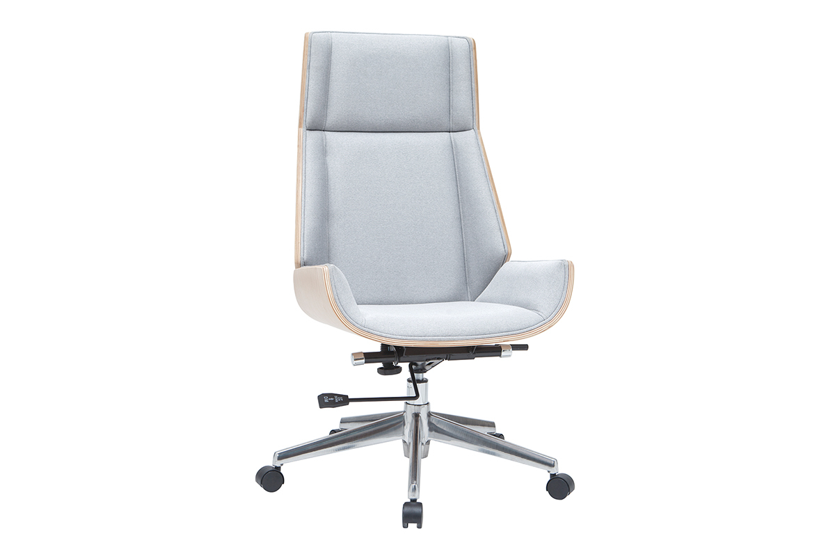 Poltrona da ufficio design legno chiaro e grigio CURVED