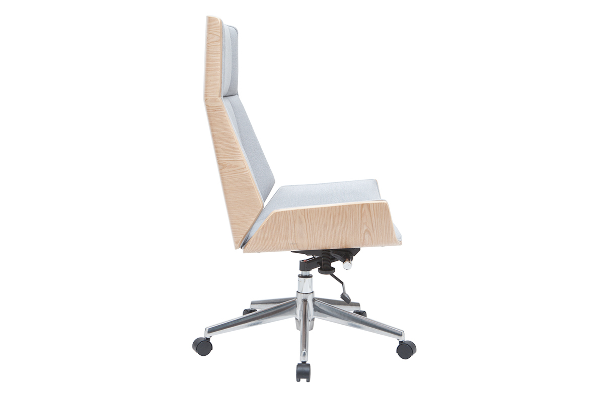 Poltrona da ufficio design legno chiaro e grigio CURVED