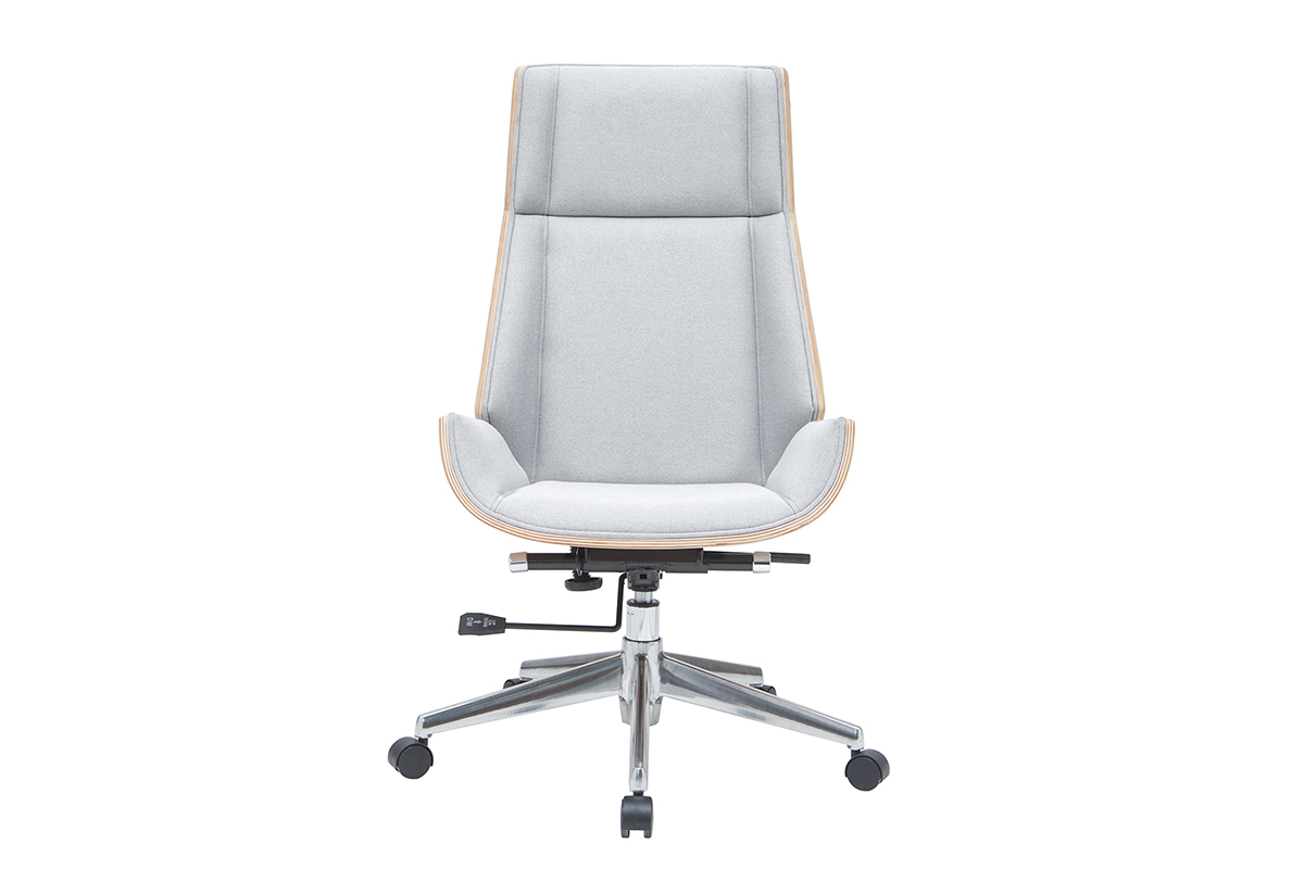Poltrona da ufficio design legno chiaro e grigio CURVED