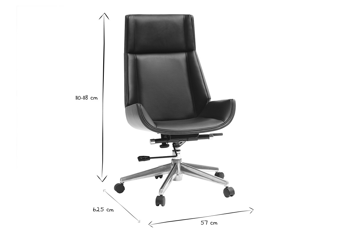 Poltrona da ufficio design legno scuro e nero CURVED