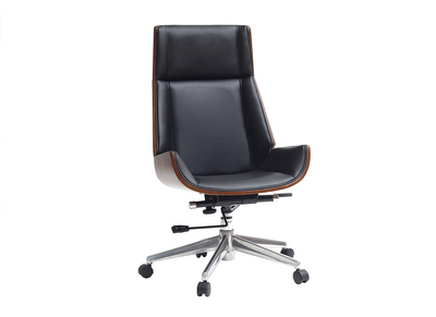 Poltrona da ufficio design legno scuro e nero CURVED