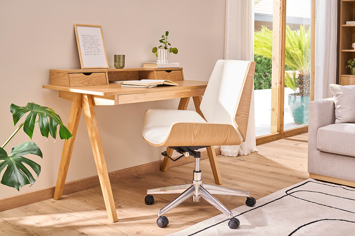 Poltrona da ufficio design legno scuro e nero CURVED
