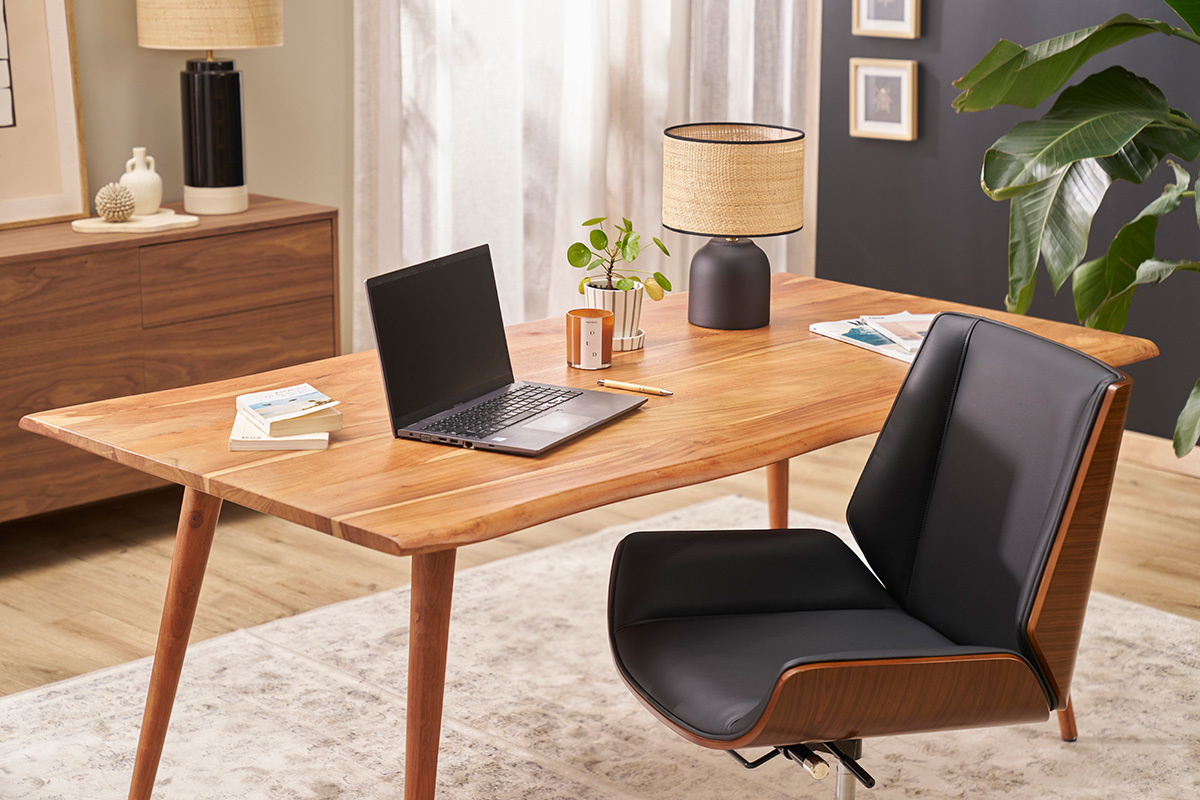 Poltrona da ufficio design legno scuro e nero CURVED