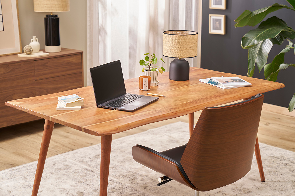 Poltrona da ufficio design legno scuro e nero CURVED