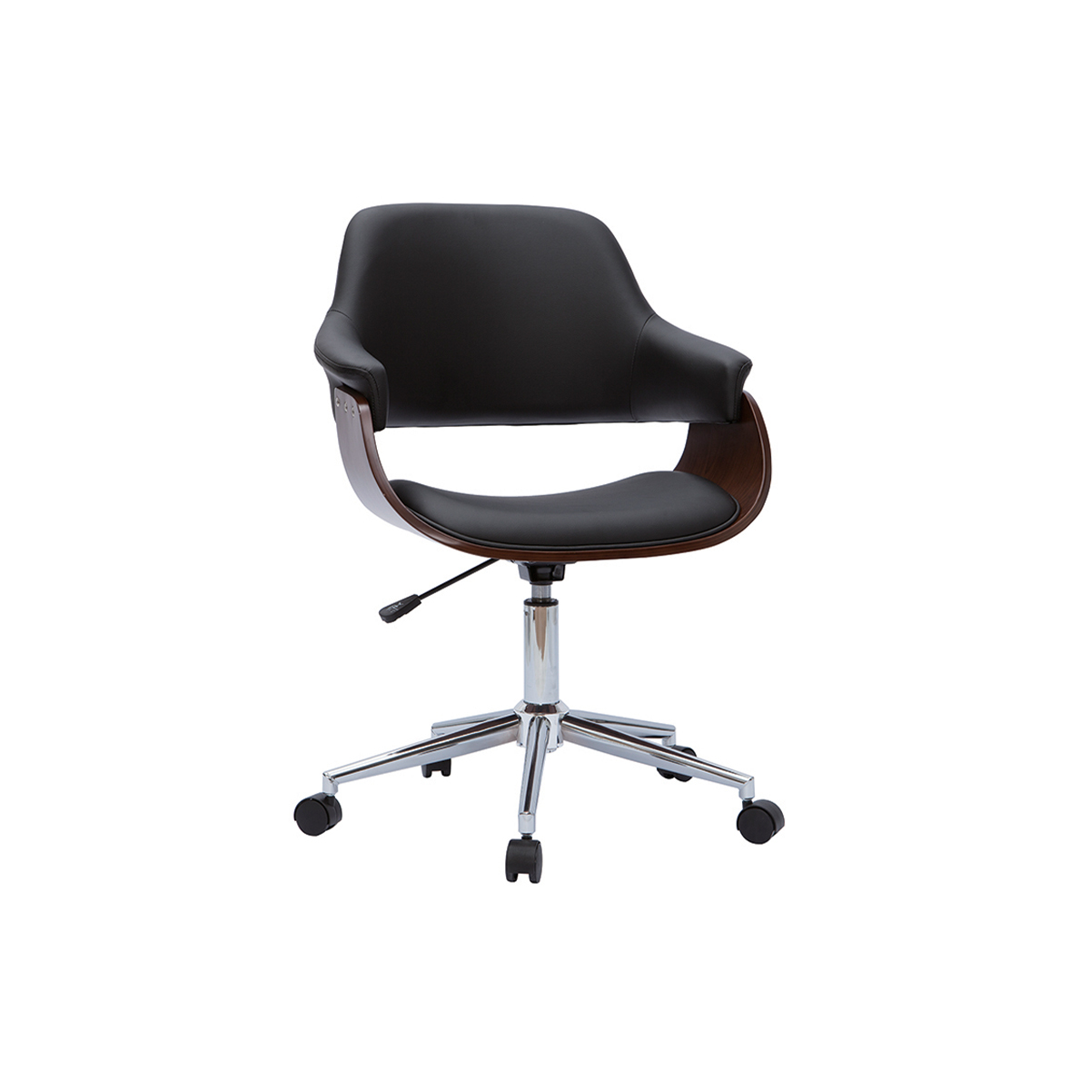 Poltrona da ufficio design nero e legno scuro HANSEN