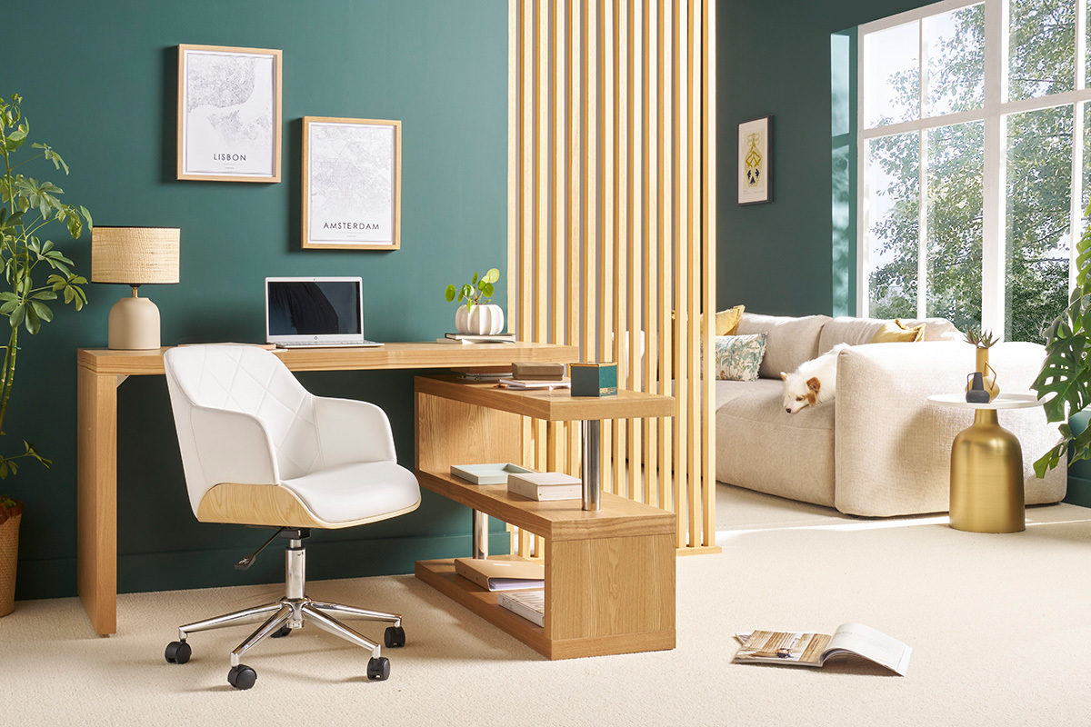 Poltrona da ufficio design nero e legno scuro SANDRO