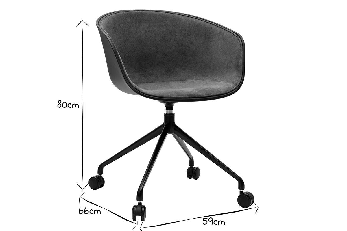 Poltrona da ufficio design nero e tessuto grigio scuro SCAFO