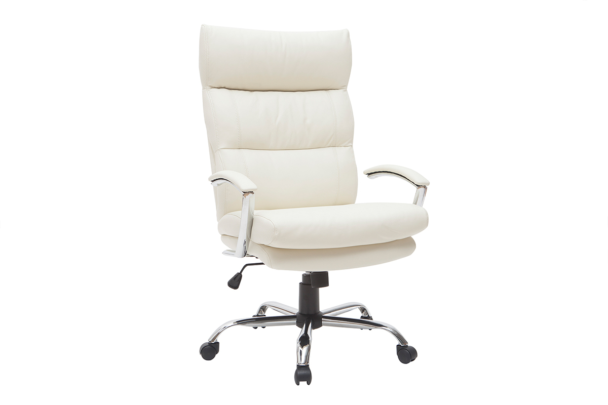 Poltrona da ufficio design pelle bianco TILIO
