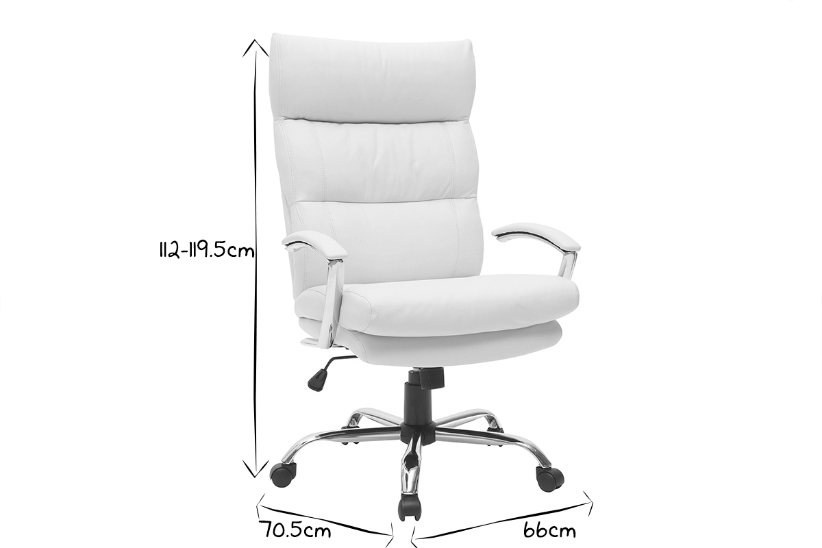 Poltrona da ufficio design pelle bianco TILIO