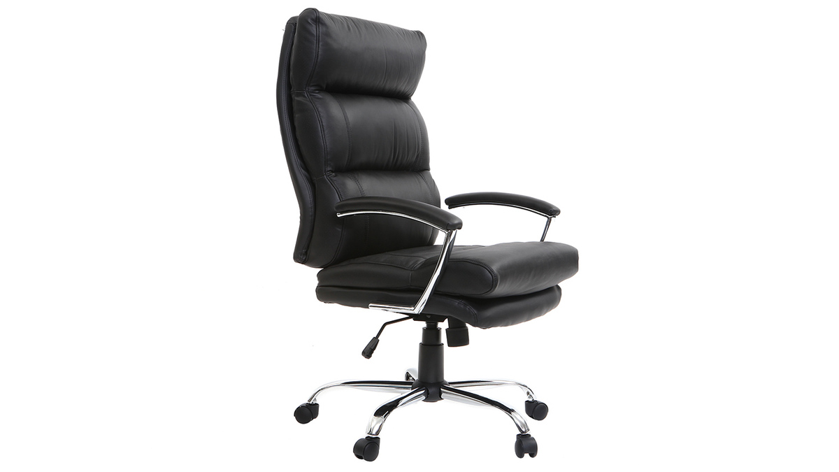 Poltrona da ufficio design pelle nero TILIO