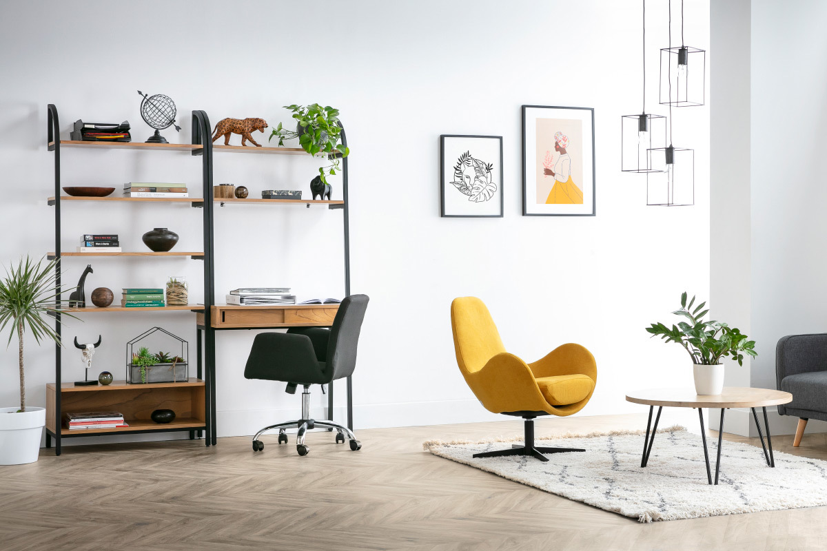 Poltrona da ufficio design tessuto nero ARIEL