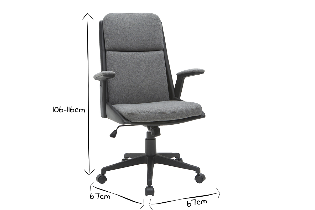 Poltrona da ufficio di design grigio scuro e nero TIM