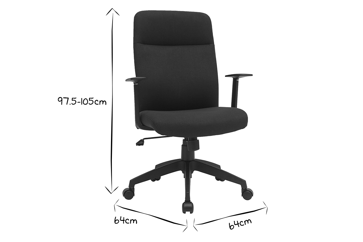 Poltrona da ufficio di design in tessuto nero ZELLY