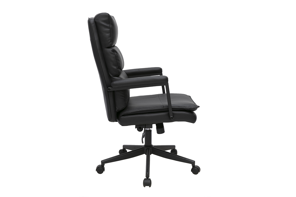 Poltrona da ufficio con rotelle nera SAEL, vista di profilo
