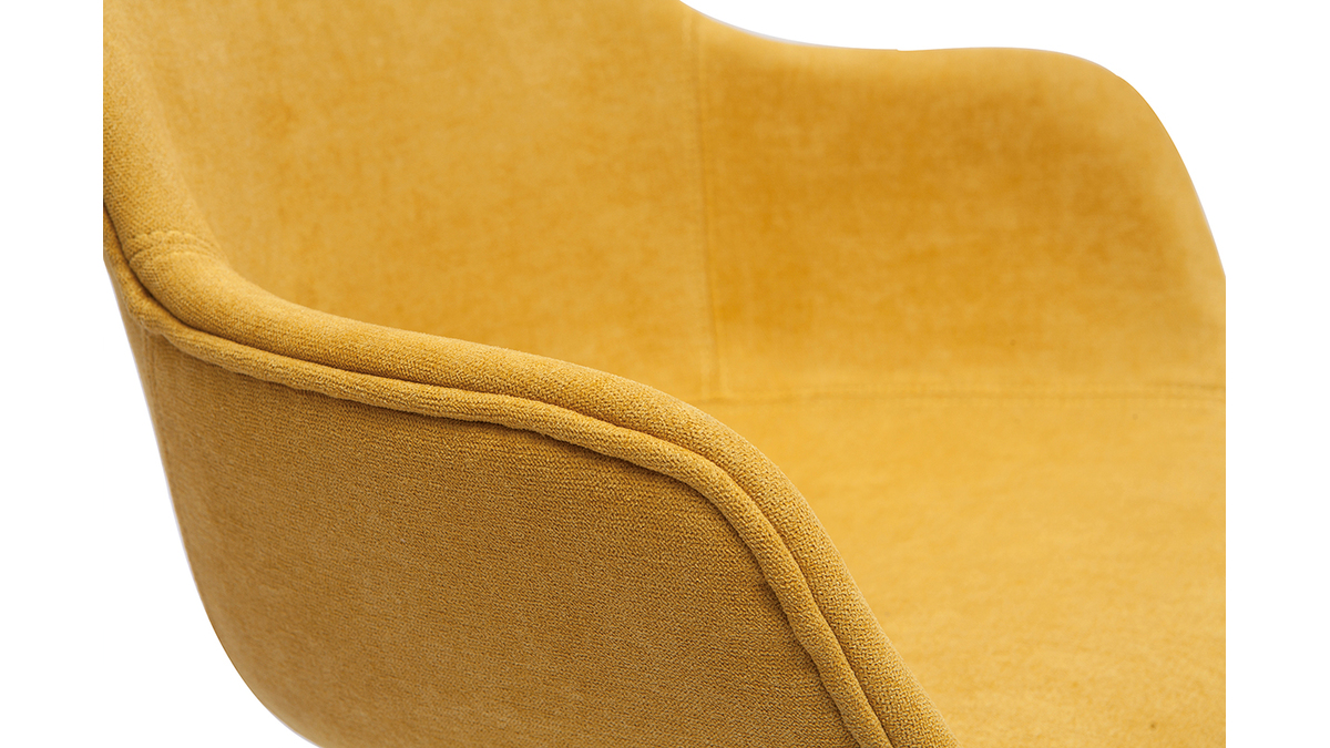 Poltrona da ufficio in tessuto effetto velluto giallo senape AARON