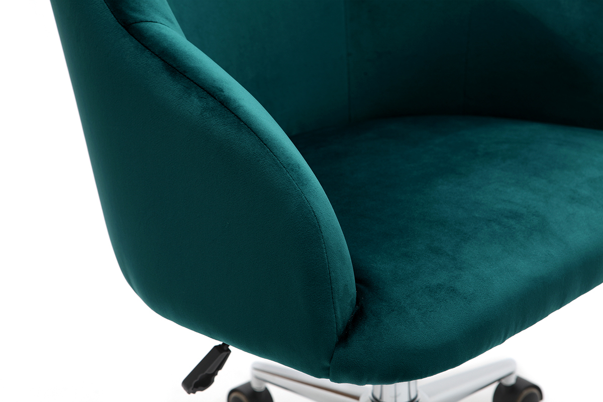 Poltrona da ufficio in velluto blu petrolio SCARLETT