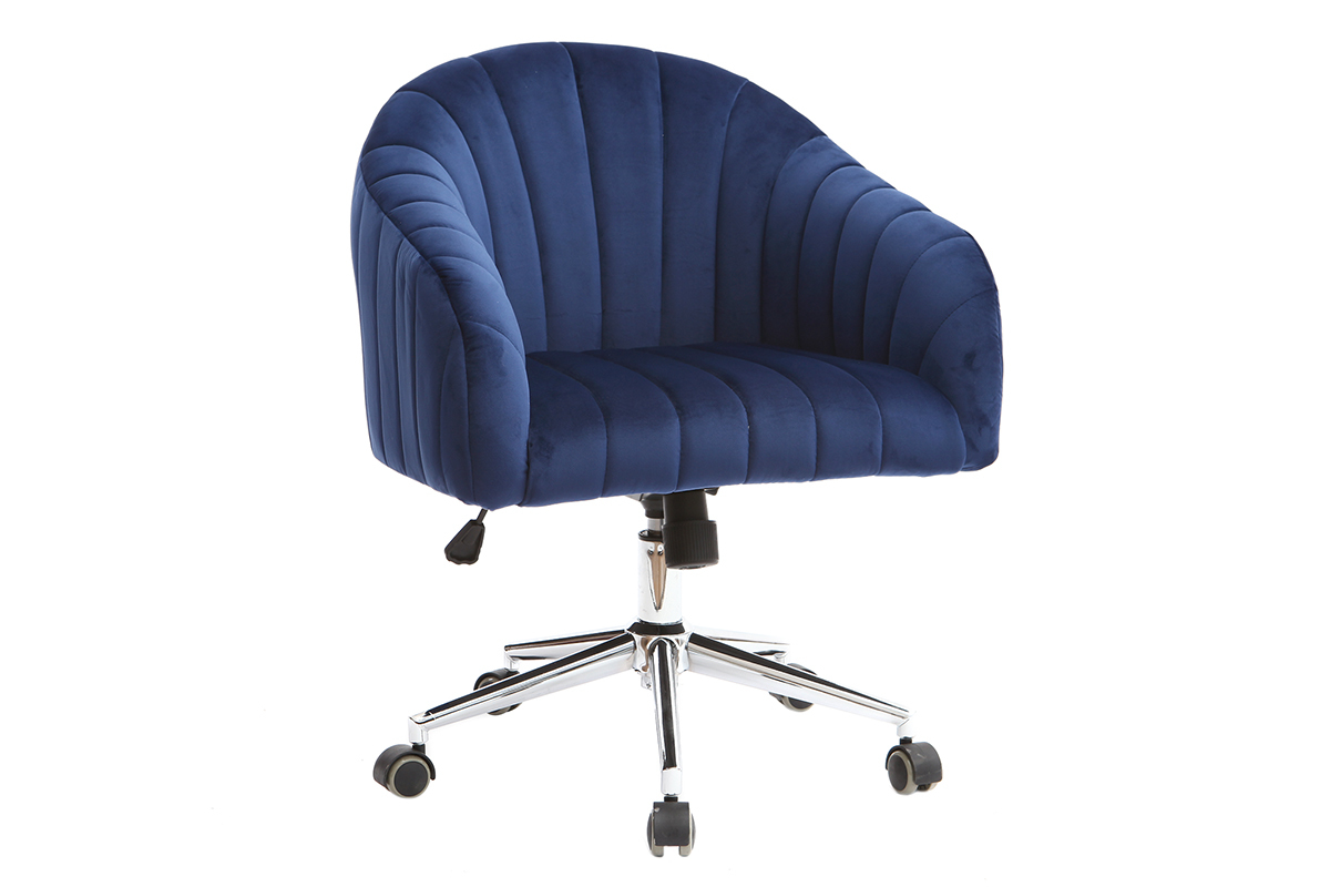 Poltrona da ufficio in velluto Blu scuro ROMI