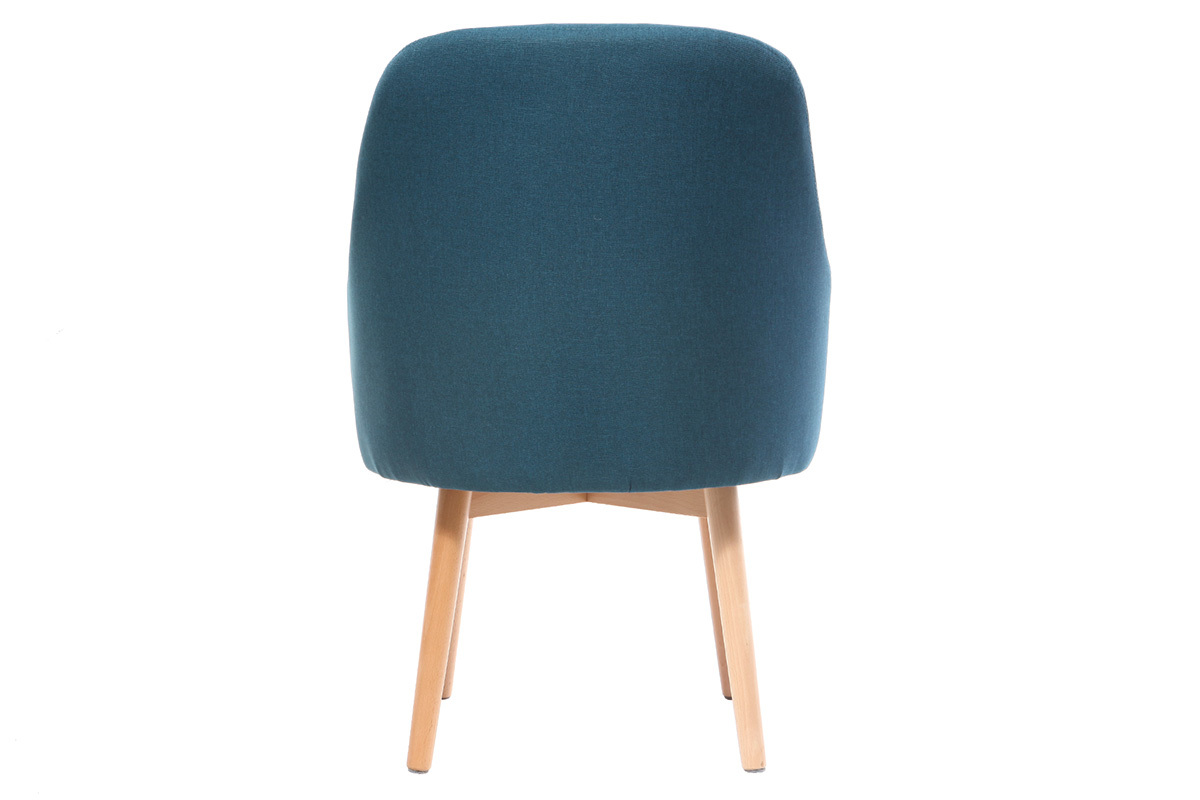 Poltrona design blu piedi legno chiaro MONA