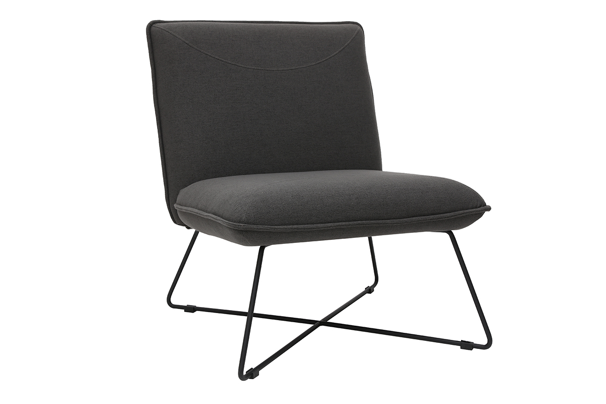 Poltrona design con poggiapidi in tessuto grigio scuro PHILO