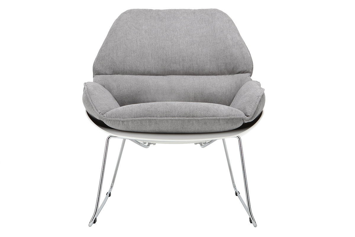 Poltrona design con scocca Bianco e tessuto Grigio KOKON