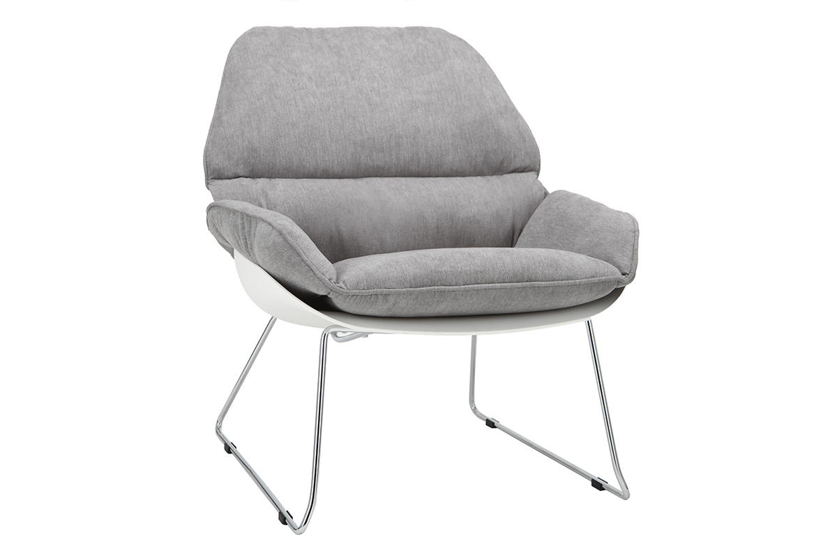 Poltrona design con scocca Bianco e tessuto Grigio KOKON