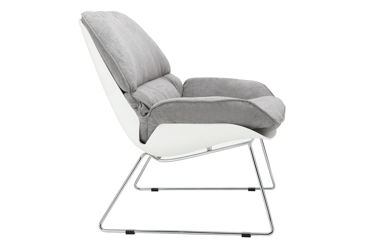 Poltrona design con scocca Bianco e tessuto Grigio KOKON