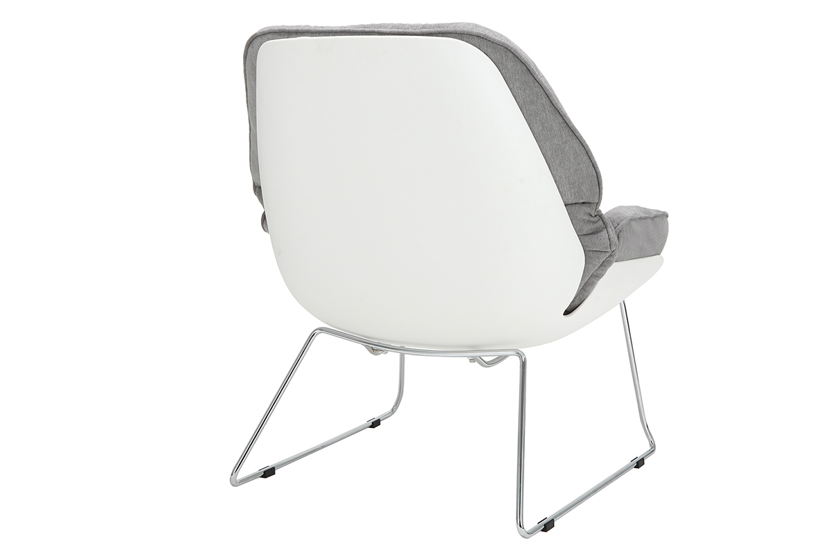 Poltrona design con scocca Bianco e tessuto Grigio KOKON