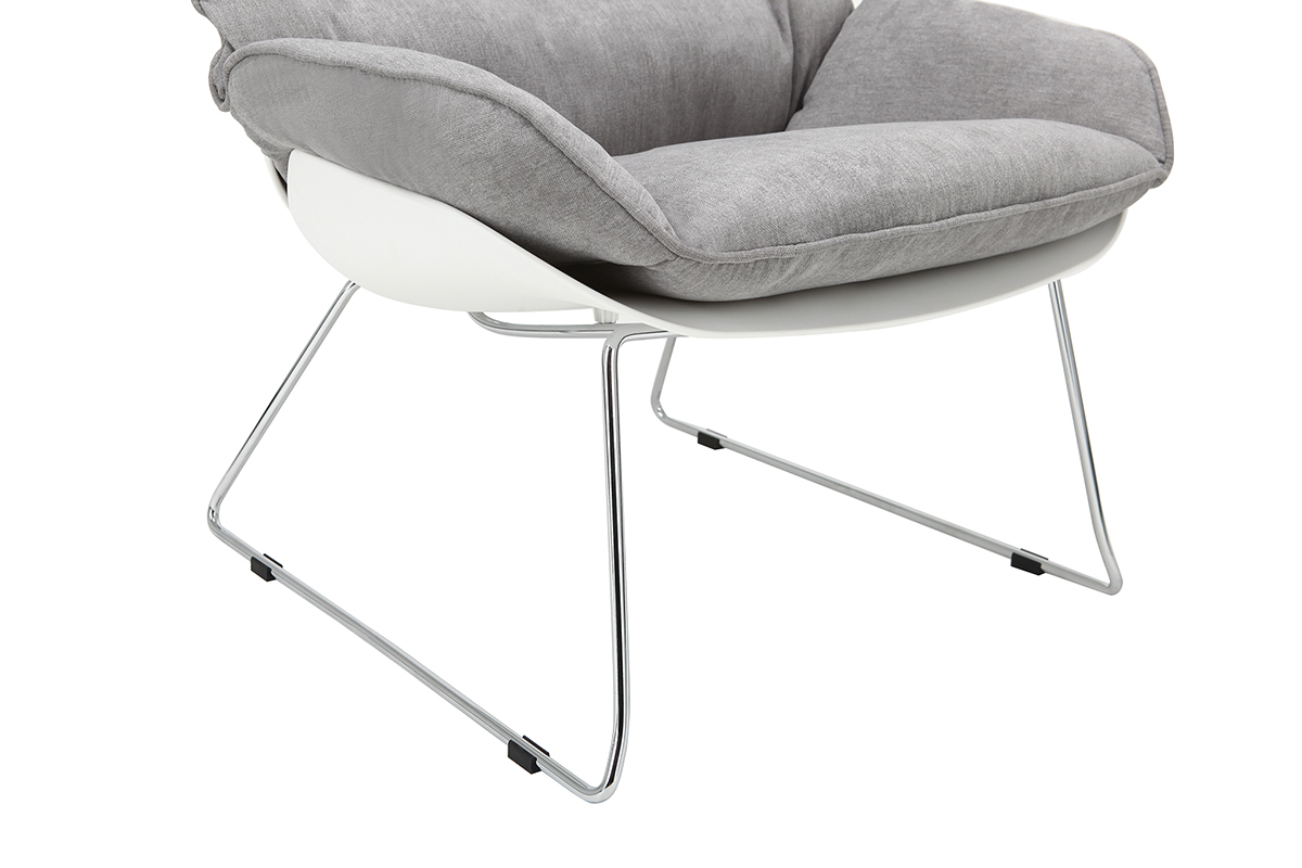 Poltrona design con scocca Bianco e tessuto Grigio KOKON