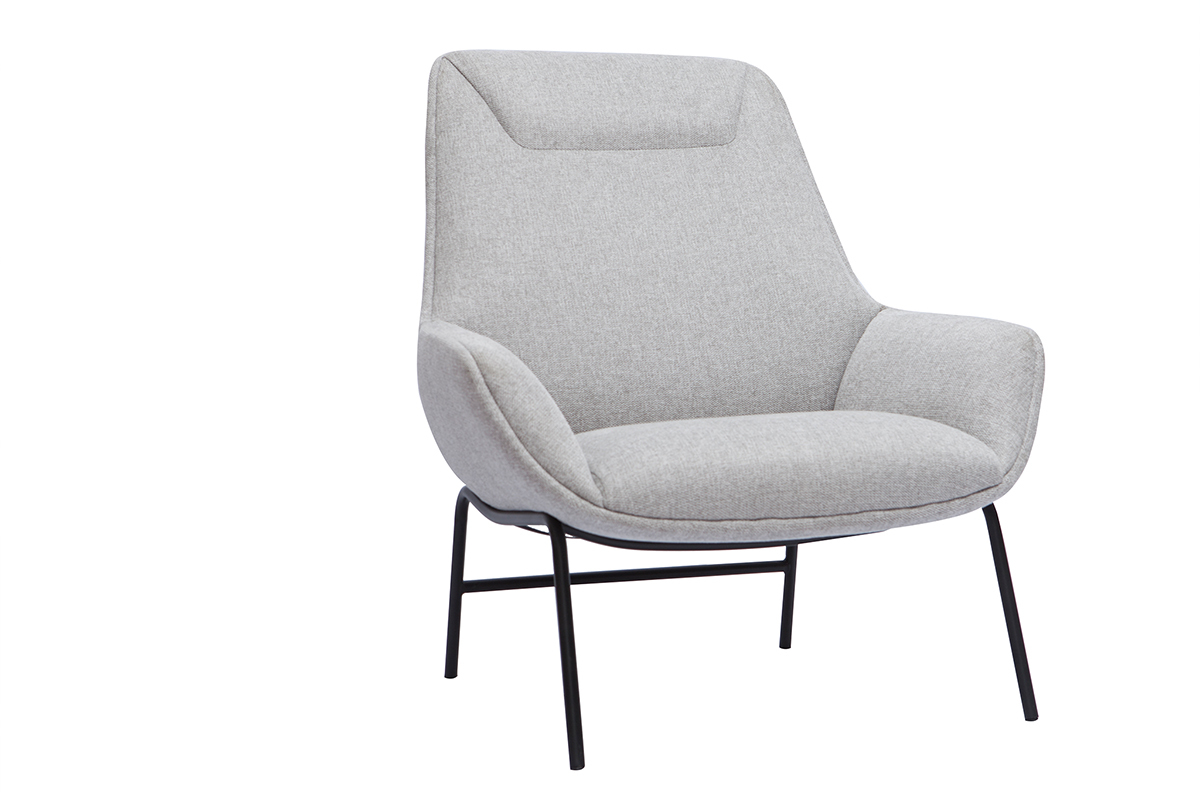Poltrona design con tessuto effetto velluto testurizzato grigio chiaro MARCEAU