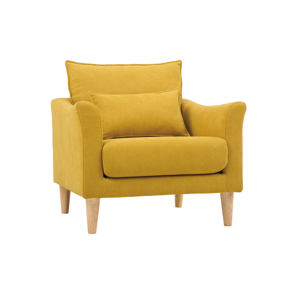 Poltrona design effetto velluto giallo senape KATE